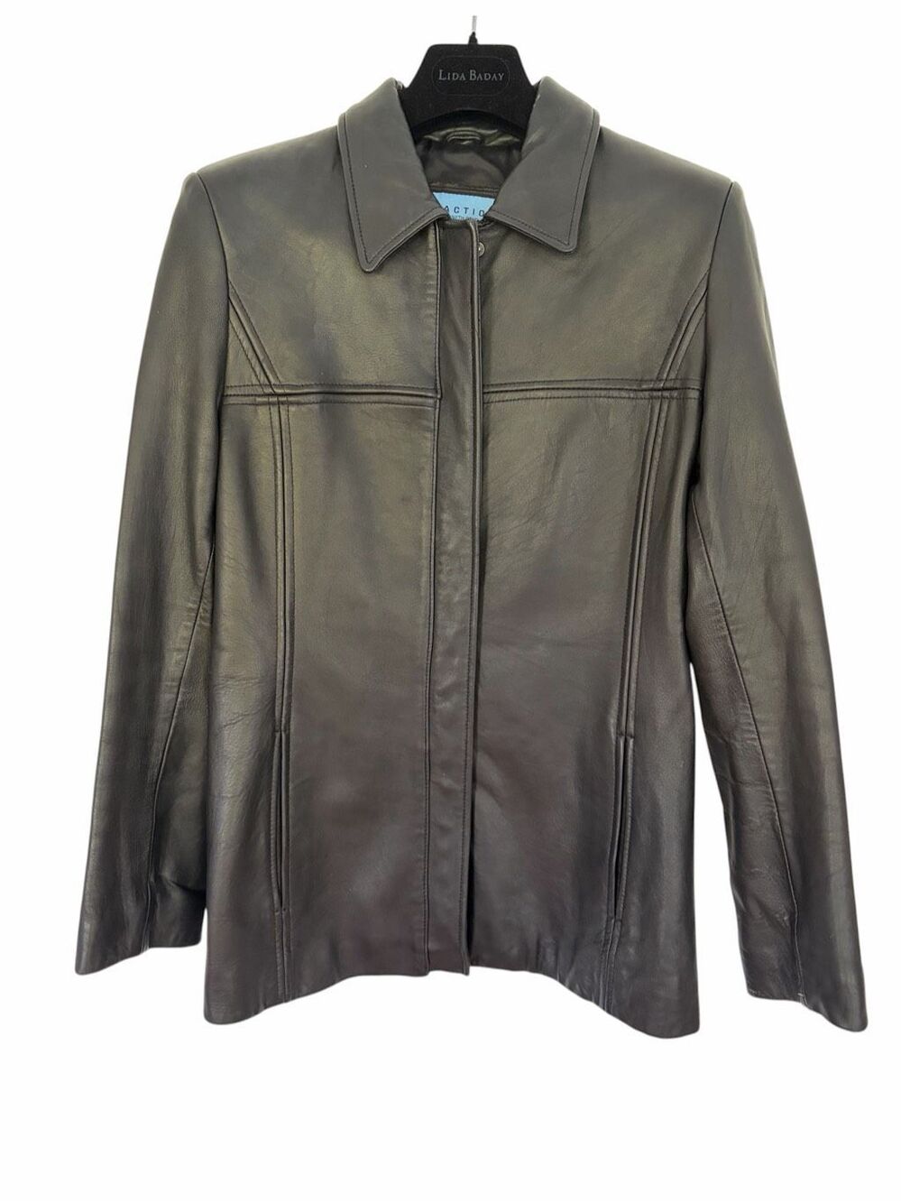 Kenneth Cole Reaction Women's Black Leather Full Zipper Jacket Sz S